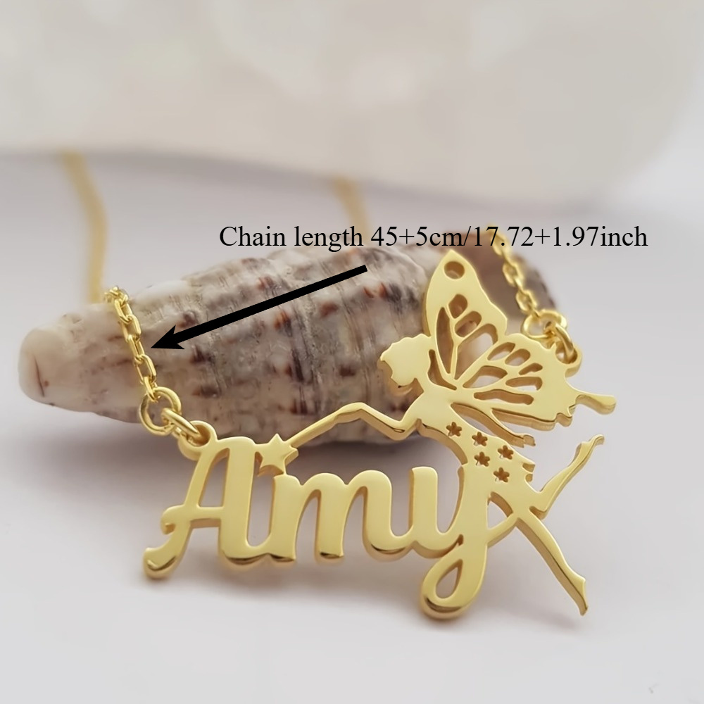 Personalized Fairy & Angel Name Necklace — 18K Plated